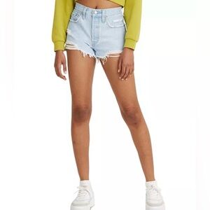 Levi’s 501 Button Fly 100% Cotton High-Rise Denim Shorts Light wash Womens 30